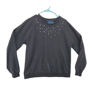 APT. 9 Top Women’s Long Sleeve Embellished Crew Neck Sweater Black Large